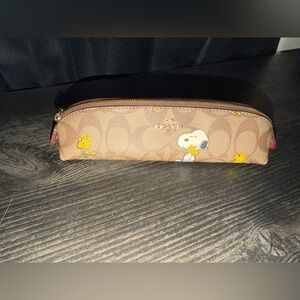 Coach x Peanuts Brown Signature Snoopy Pencil Case
